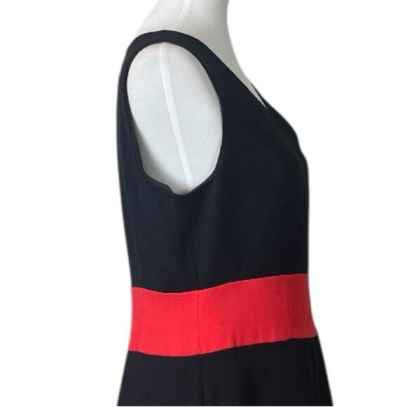 Evan Picone Black Label Dres A-line V-neck Black Red Colorblock Women’s Size 12 - Picture 7 of 11